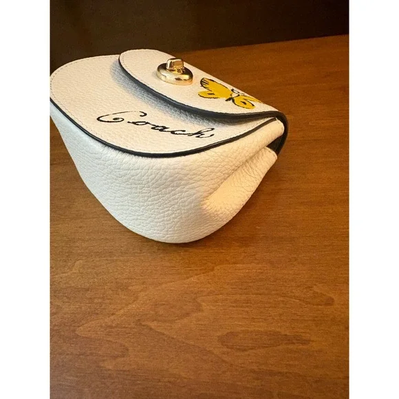 Coach Micro Crossbody Bag Womens Saddle Mini White Leather Butterfly Gold Chain - Picture 7 of 9